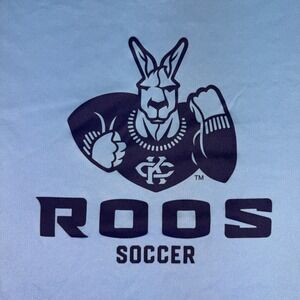 Kansas City Roos Soccer Men's 100% Polyester Short Sleeve T-Shirt‎ Blue Kangaroo